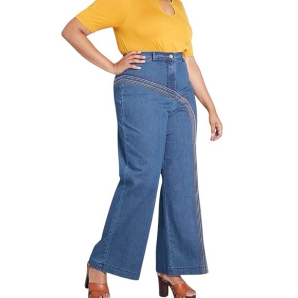 Modcloth Denim - ModCloth Rainbow With Me Wide-Leg Jeans Size 28S